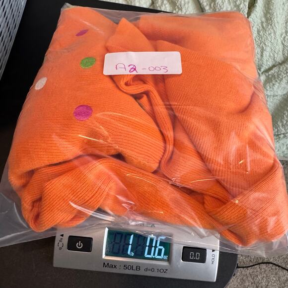 Studio Works Woman 1X Orange Polka Dot Embroidered Cardigan Sweater 100% Cotton - Picture 7 of 7